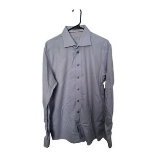 Eton Dress Shirt Mens 17.5 44 Light Blue Contemporary Fit Long Sleeve Textured